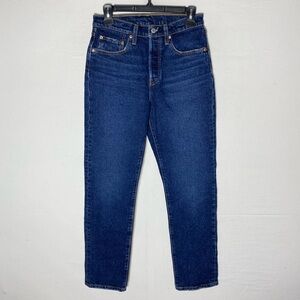 Levi’s 501 Classic Med Dark Wash High Rise Button Fly Straight Leg Jeans 27